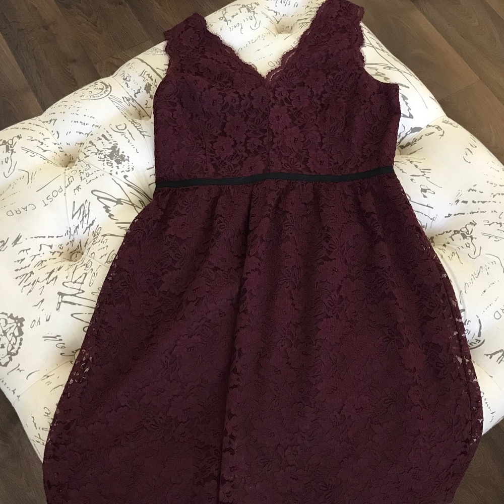 Ann Taylor Loft Burgundy Lace Dress SZ 8